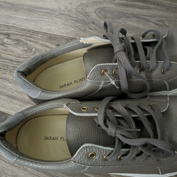 Sarah Flint Gray Leather Sneakers Women's 11 - Picture 4 of 5